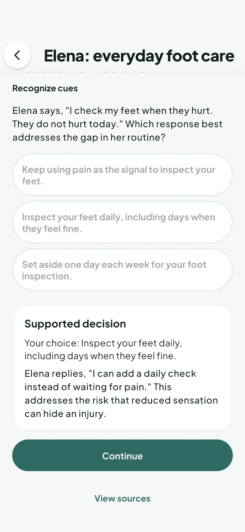 OmniRN iPhone app: Virtual patient feedback.